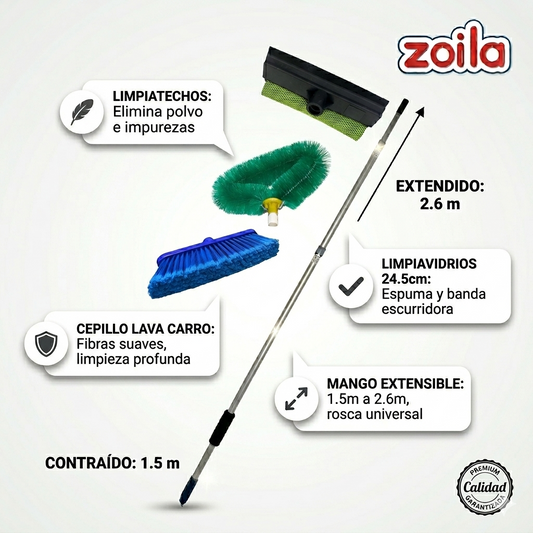 Combo mango aluminio extensible hasta 2.6 metros