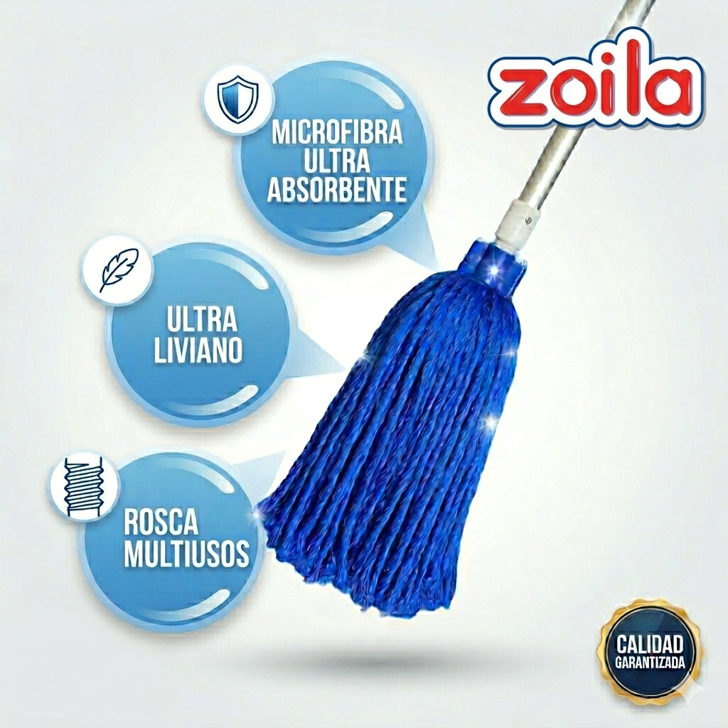 Trapera mopa microfibra con mango aluminio (1.4 metros)